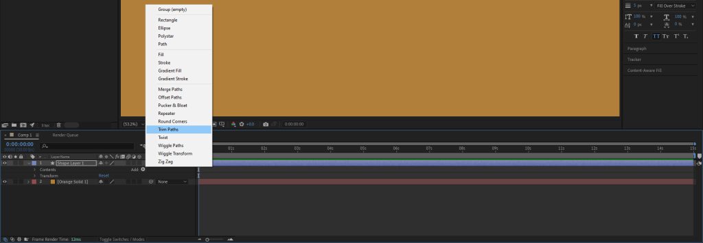 Apply Trim Path animation to the path from Add menu in front of the your layer in Timeline panel.
