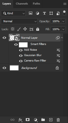 A list of all your smart filters appears under the smart object in Photoshop.