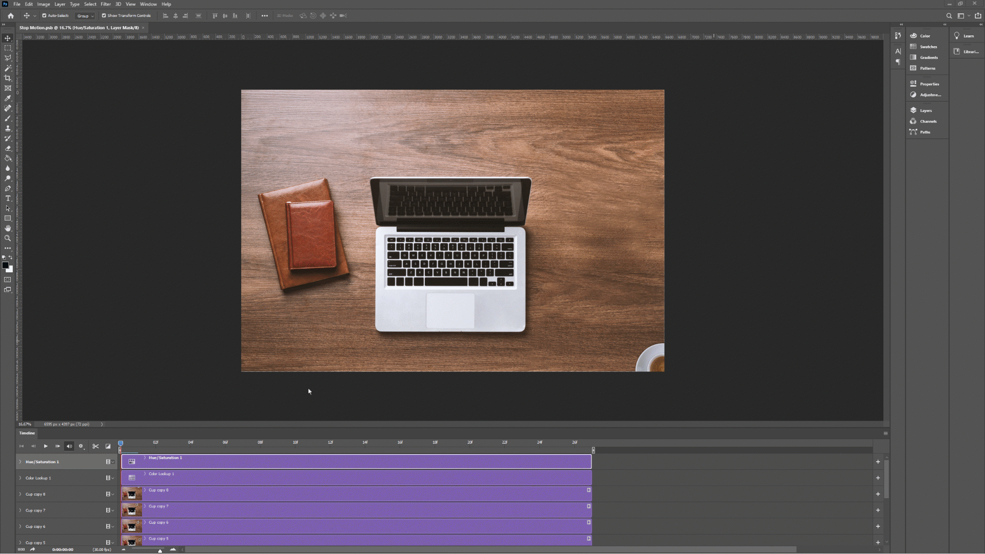 To render the stop motion click on the Option icon at the top of the Timeline panel and choose the “Render Video” option.
